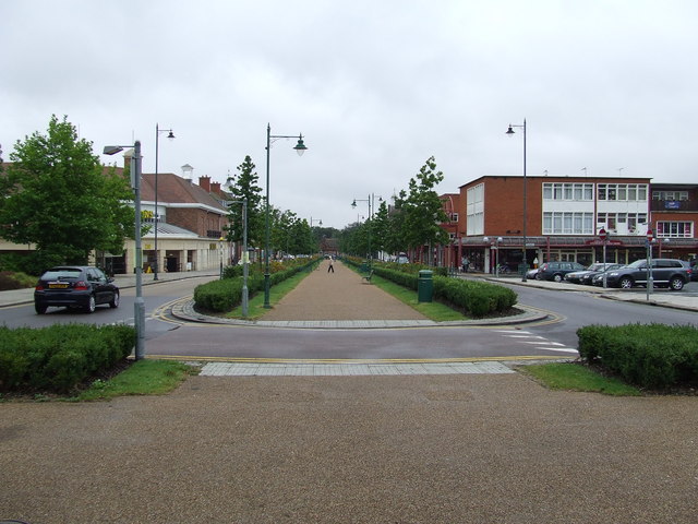 The tree-lined Broadway in the centre of Letchworth Garden City